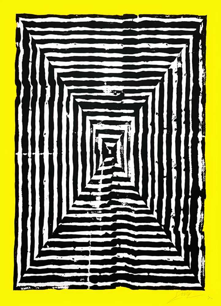 Revok, ‘Kundalini Loop 2 (Giallo)’, 14-01-2018, Print, 2 colour screenprint on 100% cotton paper fluo background, Studiocromie, Numbered