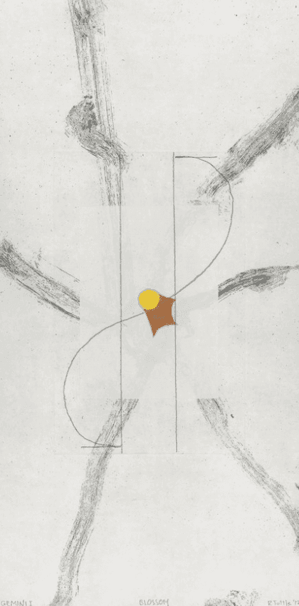 Richard Tuttle, ‘Blossom’, 2017, Print, 4-color etching with chine colle and red pen addition by the artist, Gemini G.E.L. LLC, 