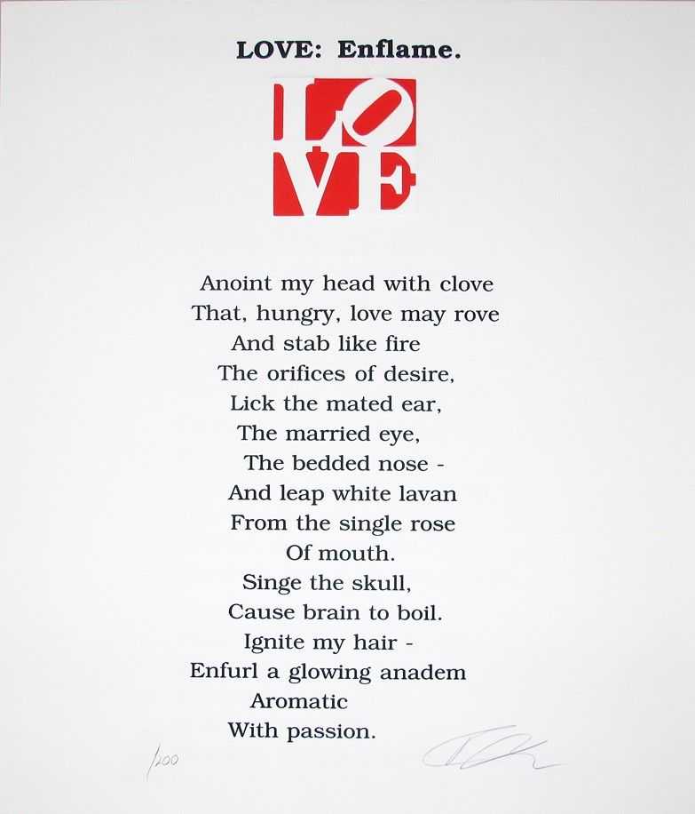 Robert Indiana, ‘The Book of Love Poem (Love - Enflame)’, 1996, Print, Screenprint with Letterpress, null, Numbered