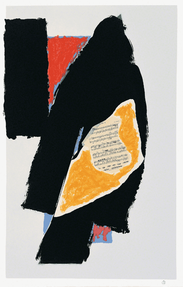 Robert Motherwell, ‘Black for Mozart’, 1991, Print, Lithograph and collage, Tyler Graphics Ltd., Numbered