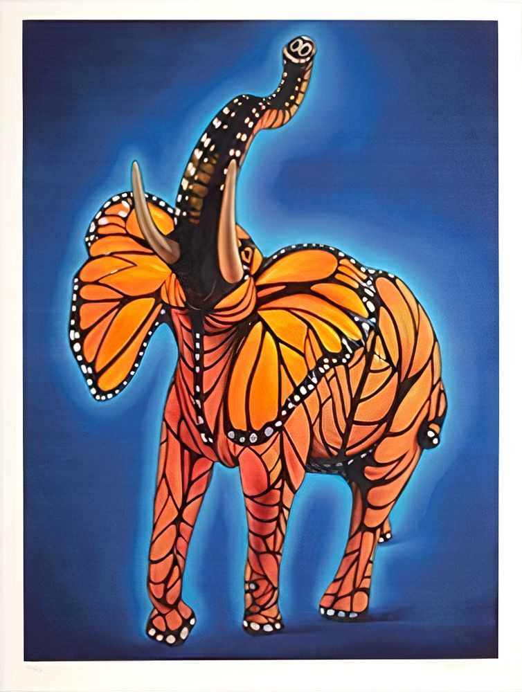 Ron English, ‘Monarch Elephant’, 07-12-2015, Print, Aqueous Pigment Print, Amazon, Numbered