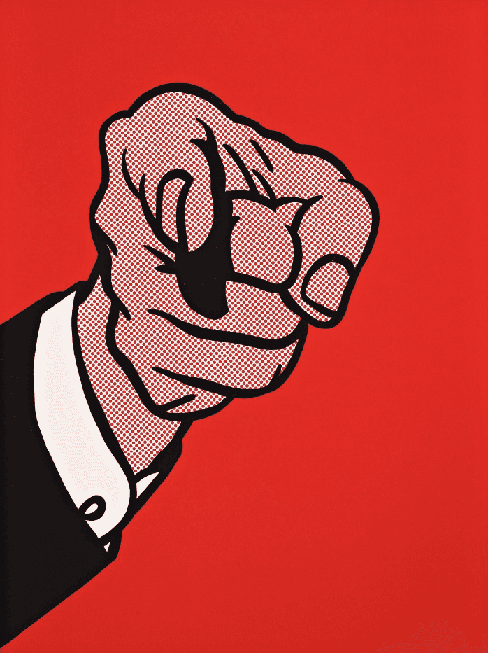 Roy Lichtenstein, ‘Finger Pointing’, 1973, Print, Screenprint in colours, on wove, Experiments in Art and Technology, Inc., Numbered