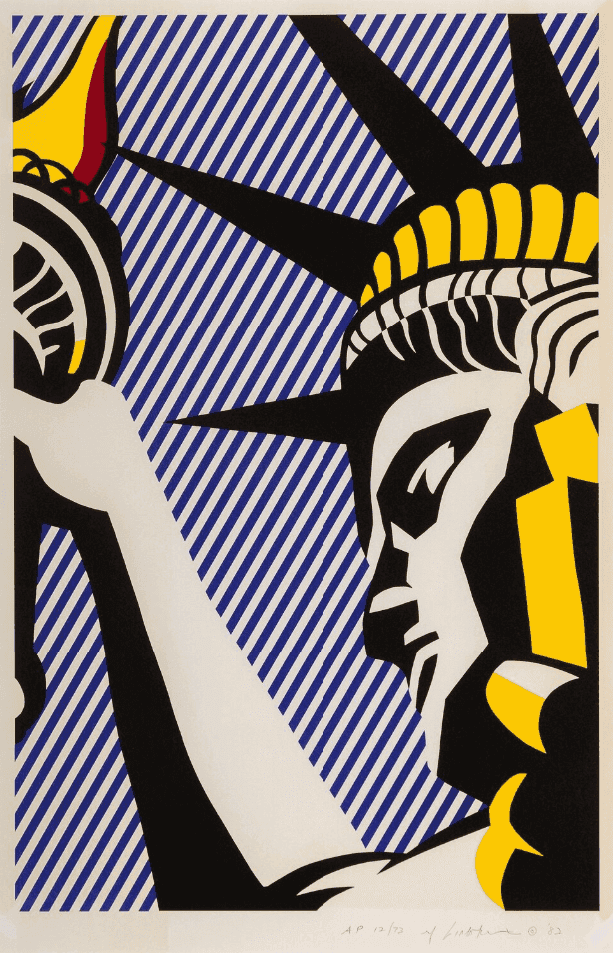 Roy Lichtenstein, ‘I Love Liberty’, 1982, Print, Silkscreen in colors on Arches 88 paper, Artist and People for the American Way, Numbered, Dated