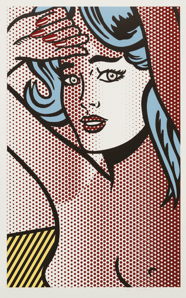 Roy Lichtenstein, ‘Nude with Blue Hair’, 1994, Print, Relief print in colors, on Rives BFK paper, with full margins, Tyler Graphics Ltd., Numbered, Dated
