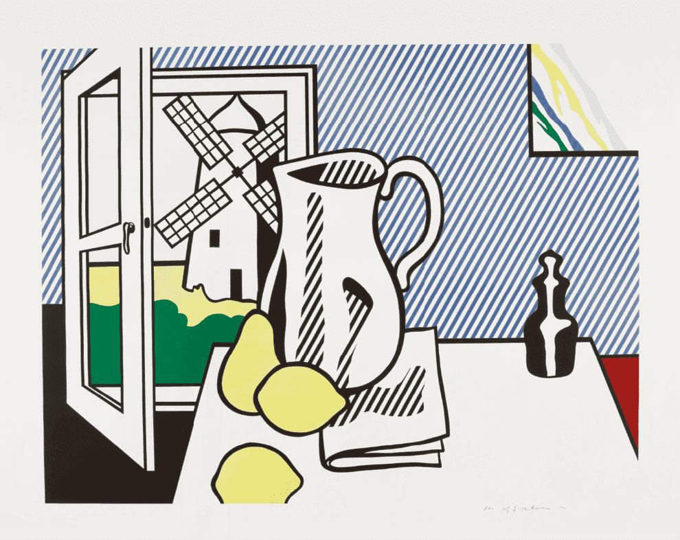 Roy Lichtenstein, ‘Still Life with Windmill’, 1974, Print, Lithograph and screenprint with debossing on Rives BFK paper, Multiples, Inc. and Castelli Graphics, Numbered, Dated