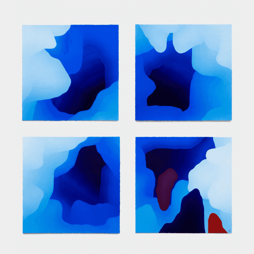 Sam Friedman, ‘Different Roads to the Same Destination’, 2024, Print, Set of four 16-32-color Hand-Pulled Screenprints on Somerset Satin White 300gsm, Louis Buhl, Numbered