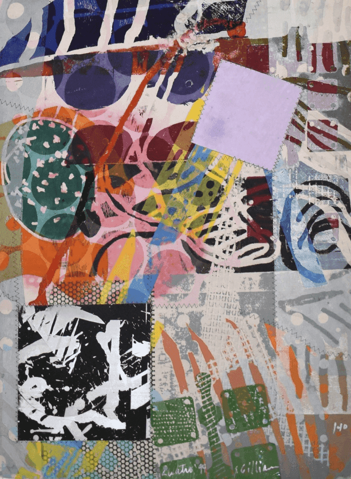Sam Gilliam, ‘Cuatro’, 1994, Print, Monoprint with screenprint, collage, acrylic, stitching and embossing in colors on handmade paper, null, Numbered, Dated