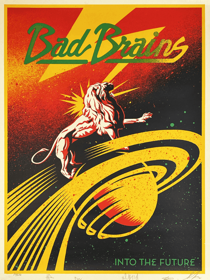 Shepard Fairey (Obey), ‘Bad Brains: Into the Future’, 2012, Print, Screen print on cream, Speckletone fine art paper, null, Numbered