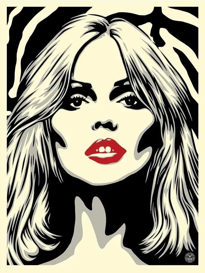 Shepard Fairey (Obey), ‘Debbie Harry Zebra Skin’, 2014, Print, Screenprint in colours on speckled paper, Self-released, Numbered, Dated