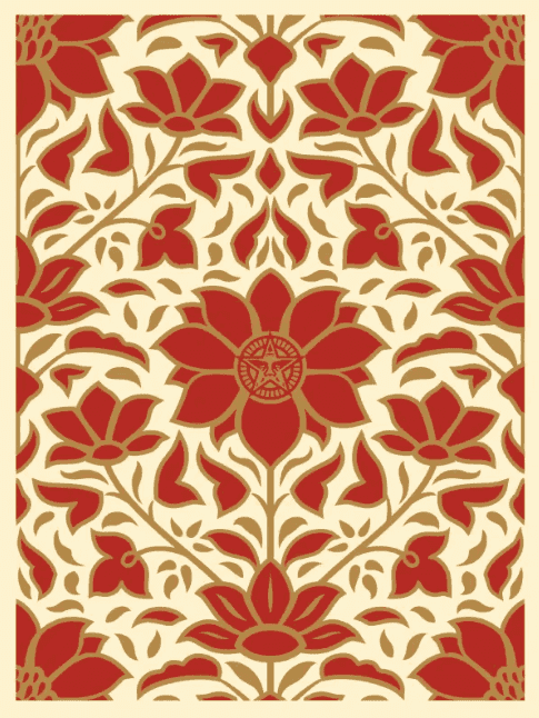 Shepard Fairey (Obey), ‘Deco Floral Pattern (Red)’, 2024, Print, Screenprint, Self Released, Numbered