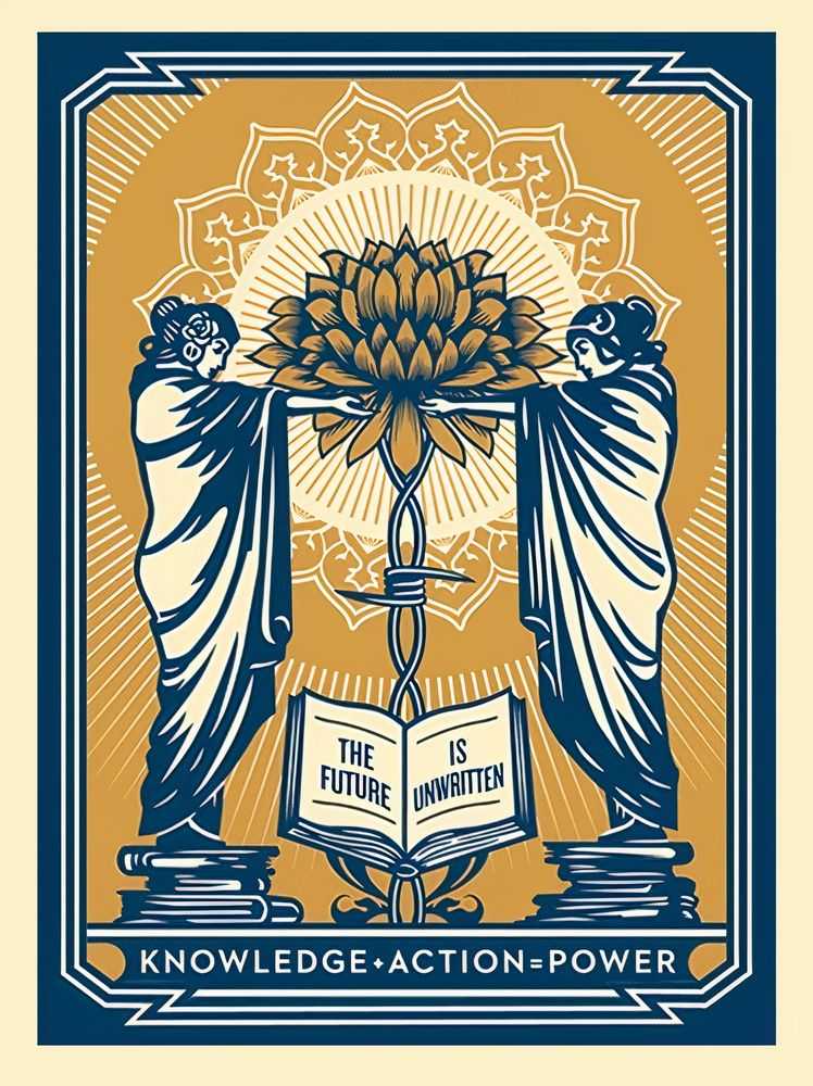Shepard Fairey (Obey), ‘Knowledge + Power (Variant)’, 2018, Print, Screenprint in colours on speckled paper, Self-released, Numbered, Dated