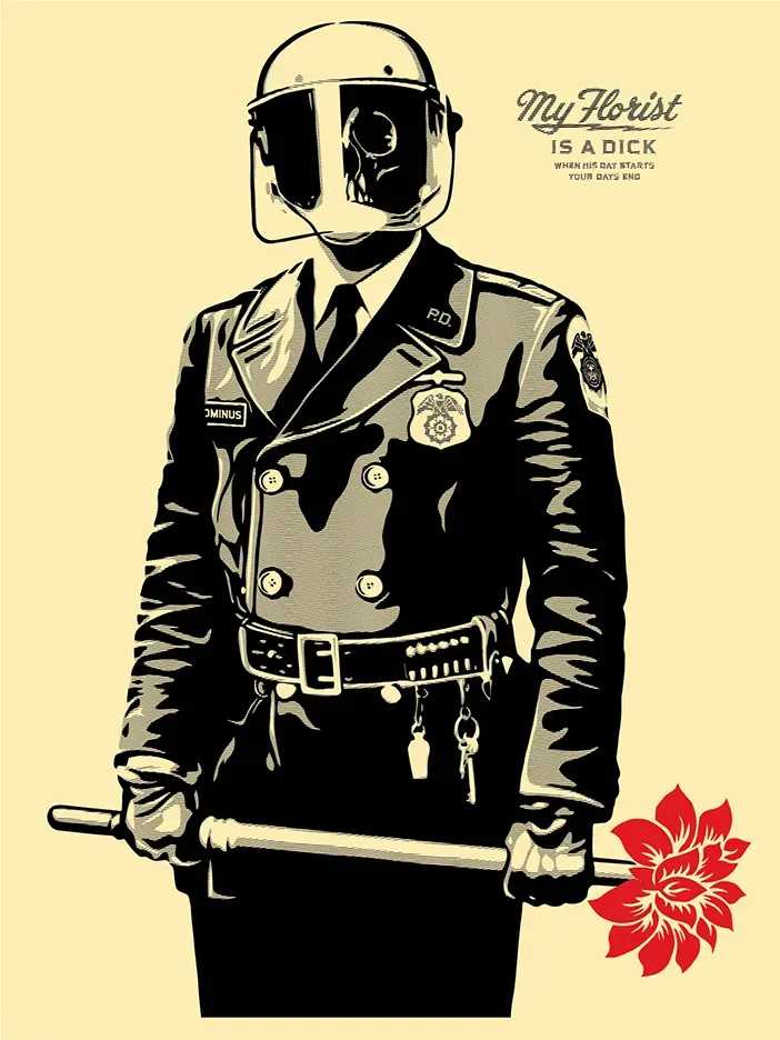 Shepard Fairey (Obey), ‘My Florist Is A Dick’, 2015, Print, Screenprint in colours on speckled paper, Self-released, Numbered, Dated