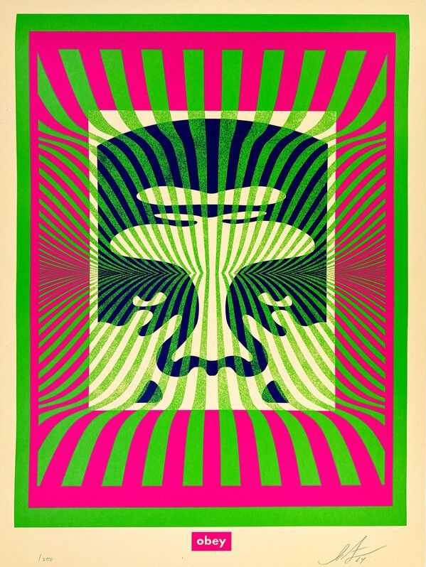 Shepard Fairey (Obey), ‘Op-Art Icon (Green)’, 2024, Print, Screen print on thick cream Speckletone paper, Self Released, Numbered