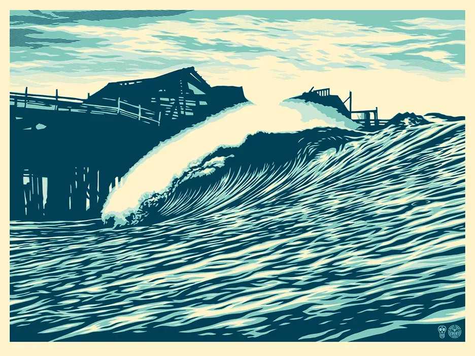 Shepard Fairey (Obey), ‘P.O.P. Wave (Blue)’, 2016, Print, Screenprint in colours on speckled paper, Self-released, Numbered, Dated