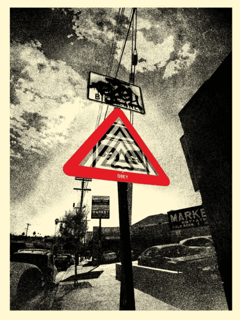 Shepard Fairey (Obey), ‘Warning Sign’, 2024, Print, Screen print on thick cream Speckletone paper, Self Released, Numbered