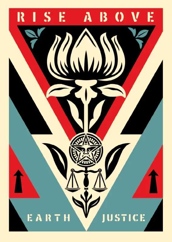 Shepard Fairey (Obey), ‘Rise Above Earth Justice (Blue)’, 2026, Print, Three colour screenprint on Somerset Velvet Buff, Migrate Art, Numbered