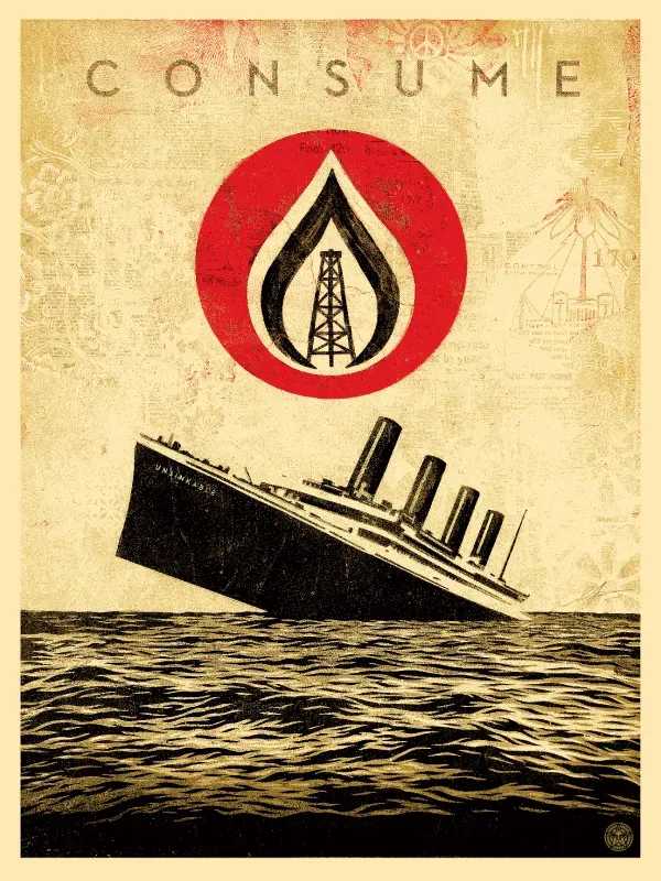 Shepard Fairey (Obey), ‘Unsinkable Consumption (Titanic)’, 2015, Print, Screen print on cream speckle tone paper, Self Released, Numbered