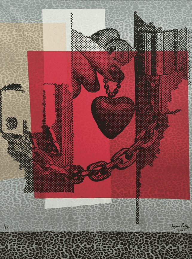 Sigmar Polke, ‘S.H. - oder die Liebe zum Stoff’, 2000, Print, Screen print on found fabric, null, Numbered, Dated