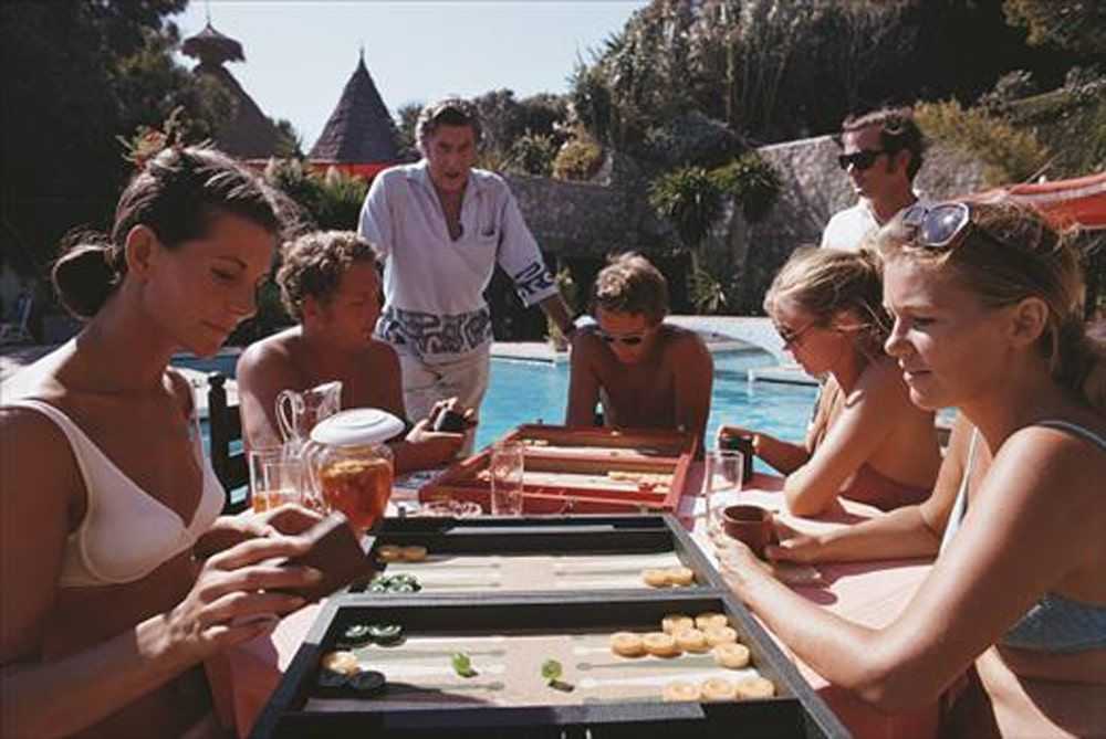 Slim Aarons, ‘Backgammon Players (Small)’, 1970, Photography, C-Type Print, null, Numbered