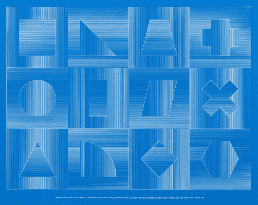 Sol LeWitt, ‘Four Sides of the Tower - Blue’, 1983, Print, Silkscreen, null, Numbered