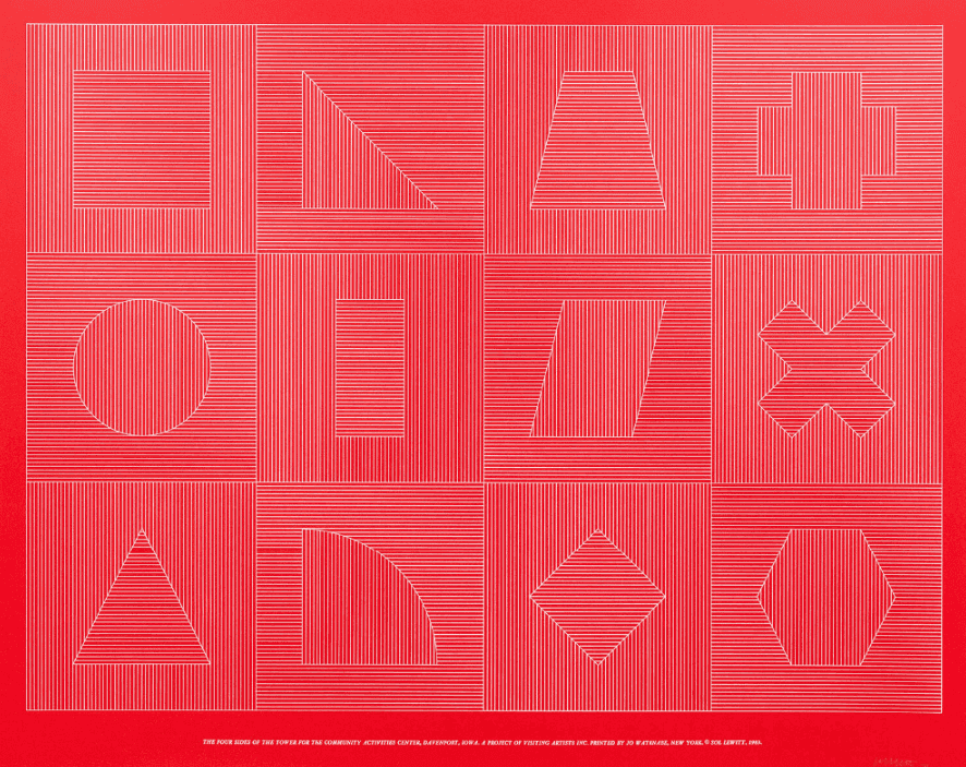 Sol LeWitt, ‘Four Sides of the Tower - Red’, 1983, Print, Silkscreen, null, Numbered