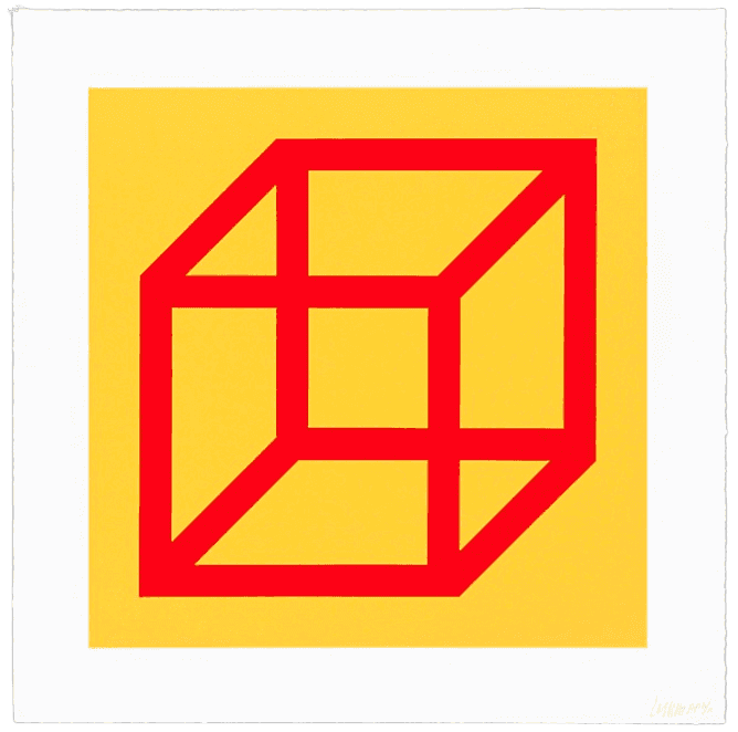 Sol LeWitt, ‘Open Cube in Color on Color, Plate #01’, 2003, Print, Linocut in colors in Somerset Satin White, null, Numbered