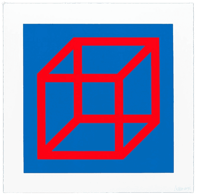 Sol LeWitt, ‘Open Cube in Color on Color, Plate #02’, 2003, Print, Linocut in colors in Somerset Satin White, null, Numbered