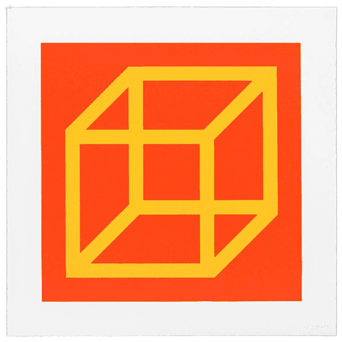 Sol LeWitt, ‘Open Cube in Color on Color, Plate #07’, 2003, Print, Linocut in colors in Somerset Satin White, null, Numbered