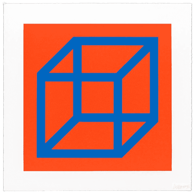 Sol LeWitt, ‘Open Cube in Color on Color, Plate #11’, 2003, Print, Linocut in colors in Somerset Satin White, null, Numbered