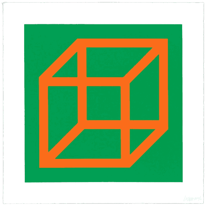 Sol LeWitt, ‘Open Cube in Color on Color, Plate #16’, 2003, Print, Linocut in colors in Somerset Satin White, null, Numbered