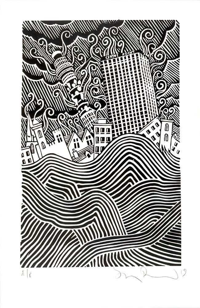 Stanley Donwood, ‘Centre Point (2019)’, 2019, Print, Two colour hand pulled screenprint, Self-released, Numbered, Dated