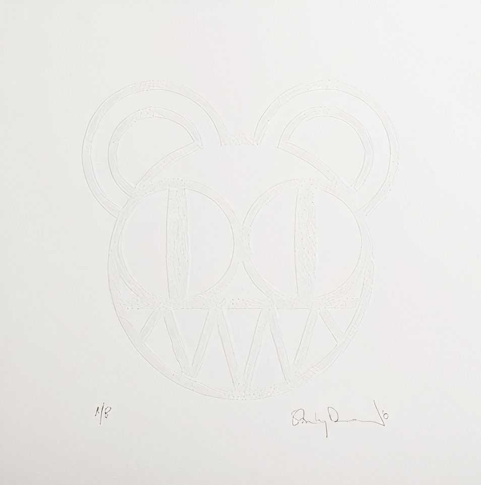Stanley Donwood, ‘Diamond Heist Bear (White)’, 2010, Print, Screenprint with White Diamond Dust on 700gsm paper, Self-released, Numbered, Dated