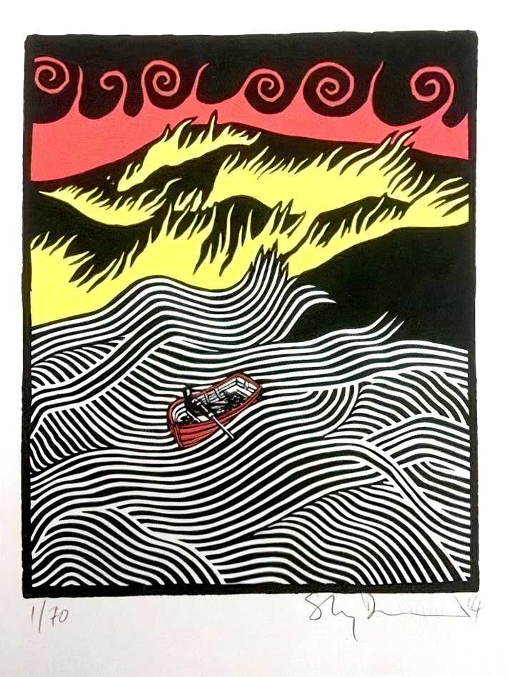 Stanley Donwood, ‘Emergency Stabilization’, 2014, Print, 3 colour screenprint on 300gsm Somerset® Satin paper from St Cuthberts Mill in Wells., Self-released, Numbered, Dated
