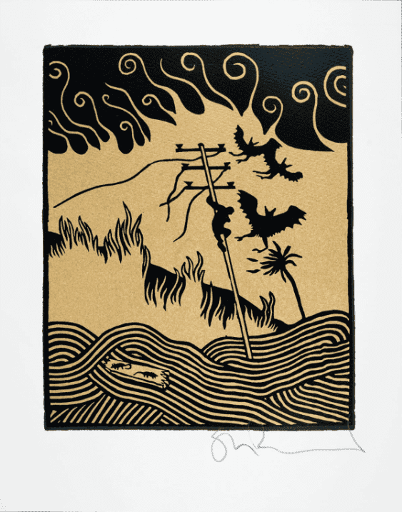 Stanley Donwood, ‘Foreclosure (2024)’, 2024, Print, Printed on Somerset 300gsm paper from St. Cuthberts Mill. Blind-embossed with the Slowly Downward Manufactory seal., Slowly Downward, Numbered