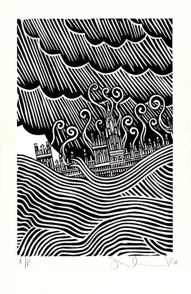Stanley Donwood, ‘Houses Of Parliament’, 2020, Print, Two colour hand pulled screenprint, Self-released, Numbered, Dated