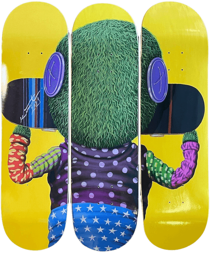 Suanjaya Kencut, ‘Yellow skate boy’, 2022, Collectible, Skateboard numbered and laser signature embossed on back, Last Concept, Numbered