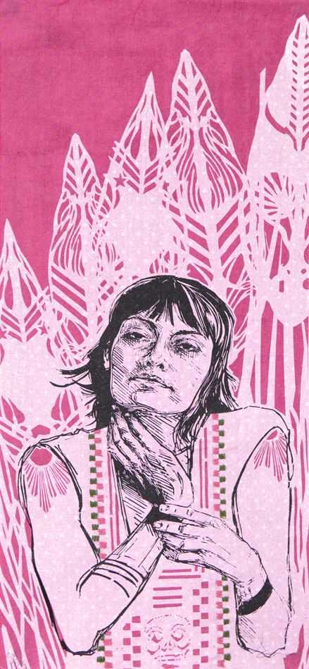 Swoon, ‘Irina (Variant Edition)’, 14-12-2012, Print, 2 layer Screenprint on hand dyed unique fabrics with hand stitched embroidery, Paper Monster, Numbered, Handfinished