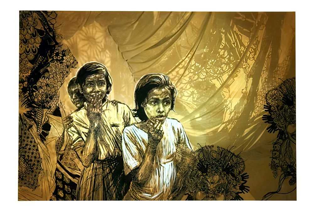 Swoon, ‘Sambhavna Girls’, 01-10-2013, Print, An archival inkjet print on cotton rag with hand painting, Kickstarter, Numbered, Handfinished