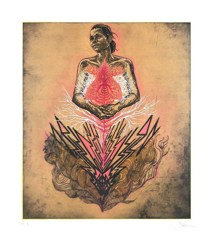 Swoon, ‘Sonia’, 30-08-2017, Print, Intaglio, relief, hand painted acrylic gouache, collage, Tandem Press, Numbered, Handfinished