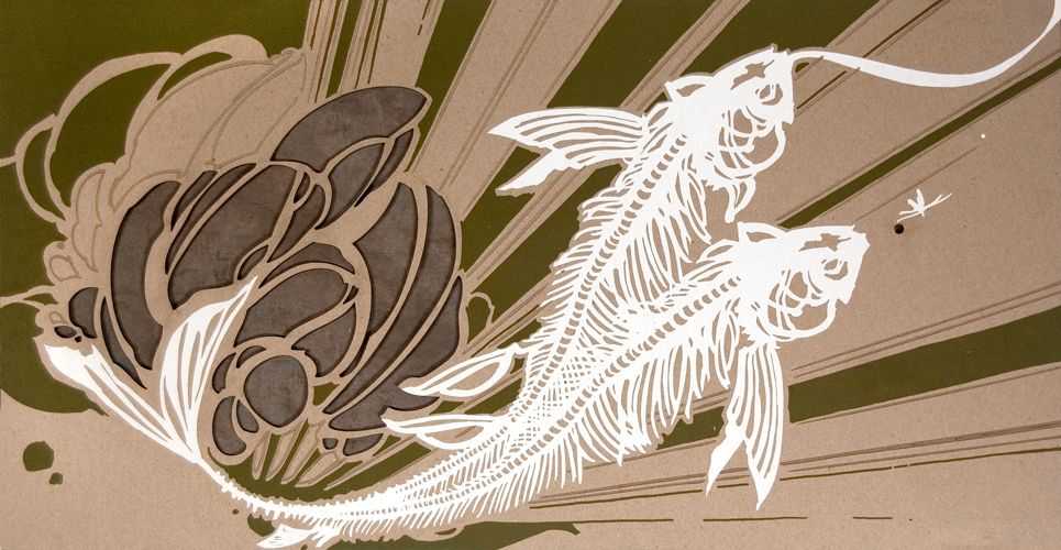 Swoon, ‘Untitled On Chipboard’, 26-11-2007, Print, 2 Color Laser-etched Screenprint, Printed on Archival Chipboard with Dyed Newsprint, Paper Monster, Numbered