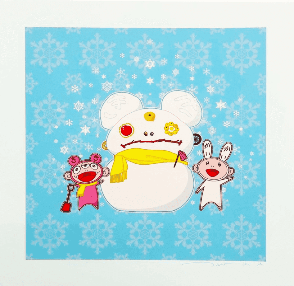 Takashi Murakami, ‘Snow, Moon, and Flower -  Snowman’, 2022, Print, Archival Pigment Print + Silkscreen, null, Numbered