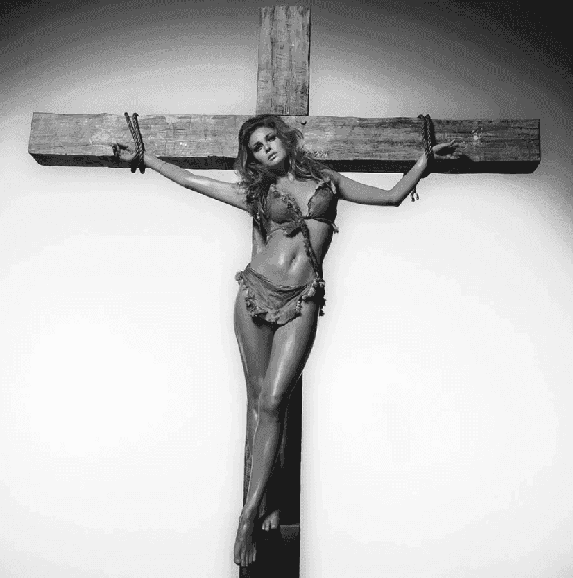 Terry O'Neill, ‘Raquel Welch Crucifixion’, 1970, Photography, Silver gelatin photograph, null, Numbered