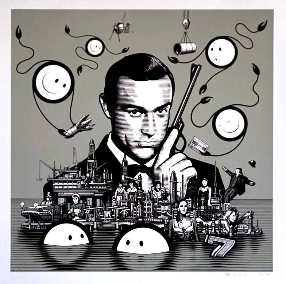 The London Police, ‘Bond at Sea’, 22-02-2020, Print, 2 colour screenprint on Hahnemuhle 300g paper, Self-released, Numbered