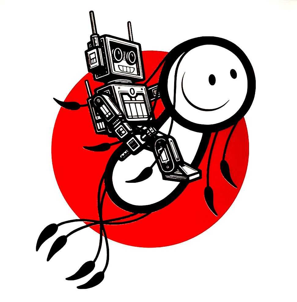 The London Police, ‘Spuillorse & Robot With Japan Flag’, 2019, Print, Screenprint, Self-released, Numbered