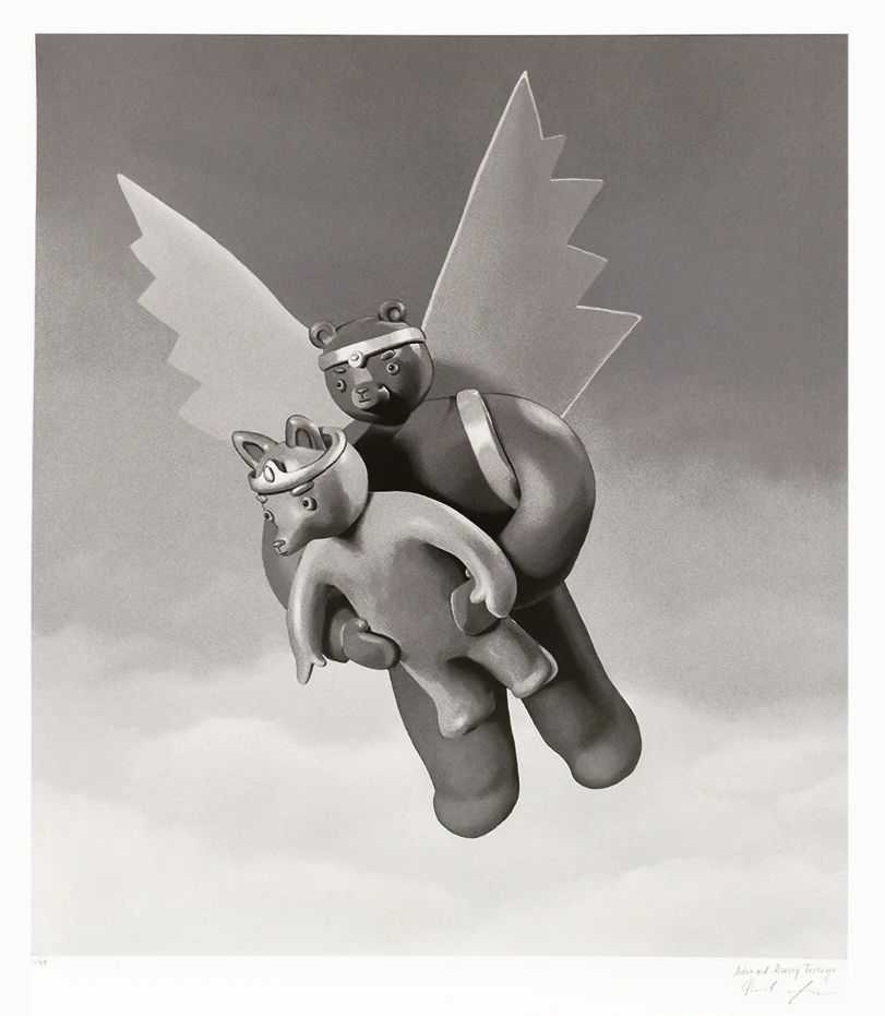 Tvorogov Brothers (Aleksey and Anton Tvorogov), ‘Bear and Fox are Flying’, 29-03-2023, Print, 9 layer screen print on 300gsm Somerset Velvet Paper, Moosey Art, Numbered