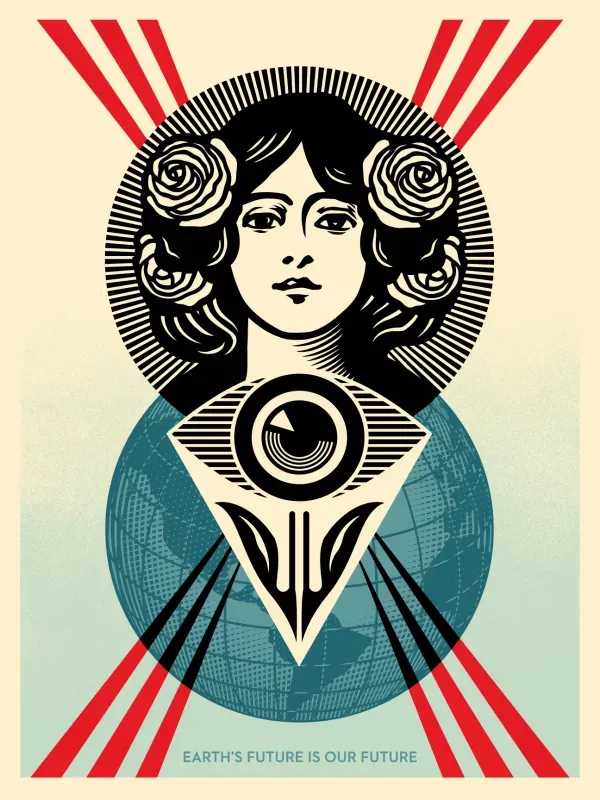 Shepard Fairey (Obey), ‘Earth’s Future is Our Future’, 2025, Print, Screen print on 80# cream Speckletone paper, Obey Giant, Numbered