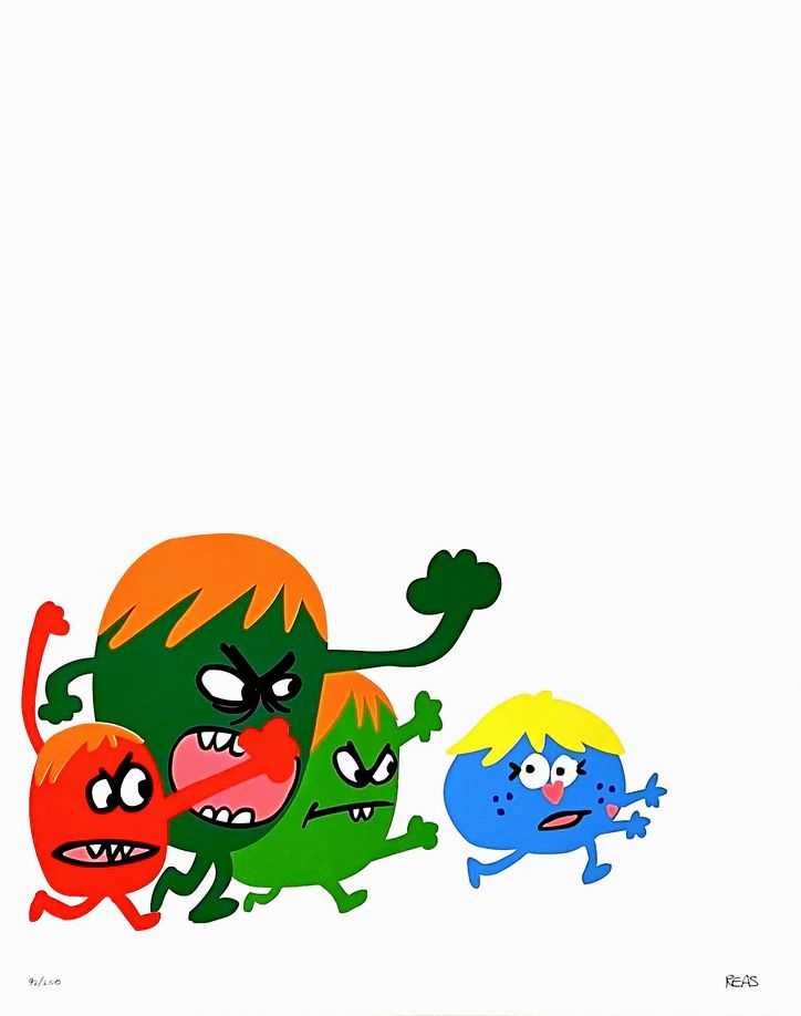 Todd James (Reas), ‘Bullies’, 2005, Print, Hand printed silkscreen and pencil on soft white acid free archival paper, Iconoclast Editions, Numbered