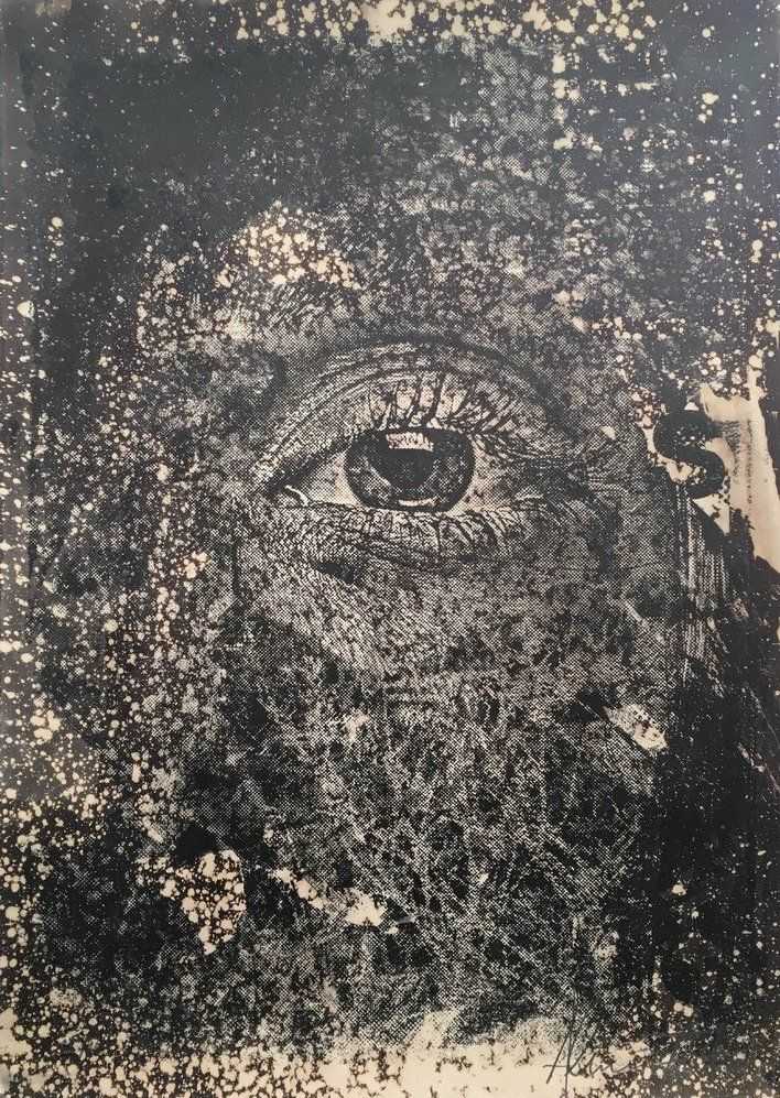 Vhils, ‘Chaos’, 2015, Print, Risograph print on paper, hand-finished, signed and numbered by the artist on arcoprint Milk 130 g/m2 paper, Underdogs Gallery, Numbered, Handfinished