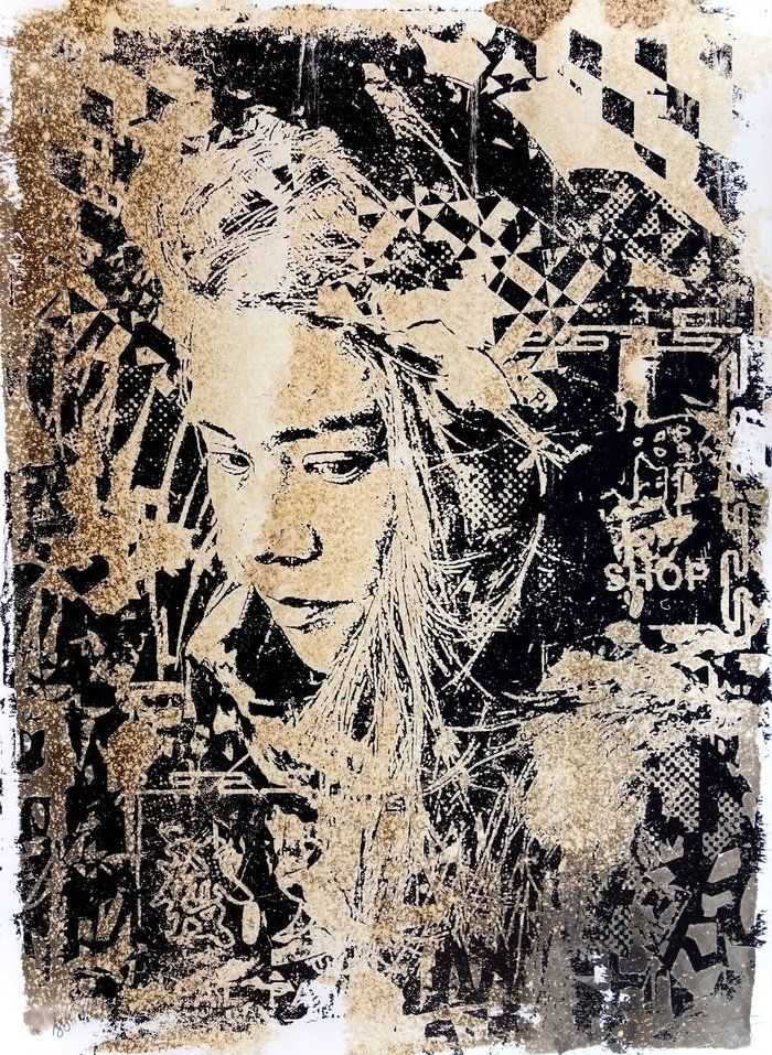 Vhils, ‘Cycle’, 2016, Print, Quink Ink, Bleach, Acid & Screenprint Acrylic Paint on Keaykolour Otiginal White 300GR paper. hand-finished by the Artist, HOCA, Numbered, Handfinished