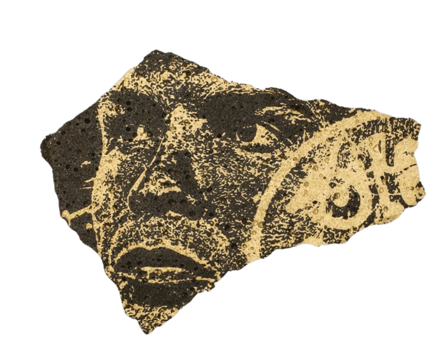 Vhils, ‘Eclipse’, 2026, Sculpture, Golden paint on lava-stone, null, Numbered